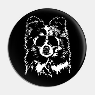 Funny Sheltie Shetland Sheepdog cool dog portrait Pin