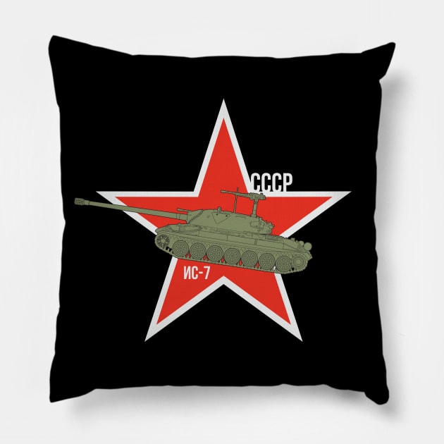 IS-7 Soviet tank on the background of a red star Pillow by FAawRay