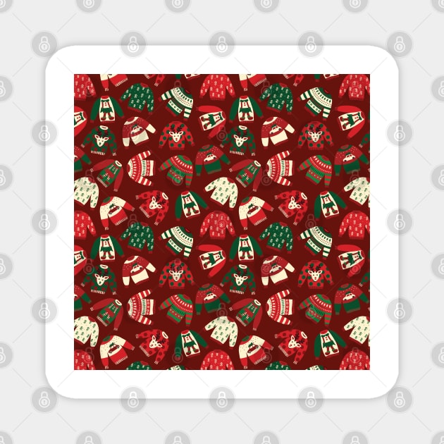Ugly Christmas Sweaters Red Green Beige Magnet by Sandra Hutter Designs