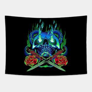 crossing skull Tapestry