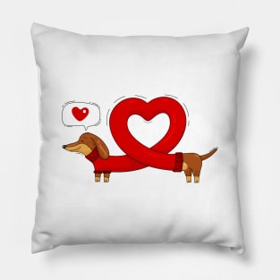 Dachshund and heart Pillow