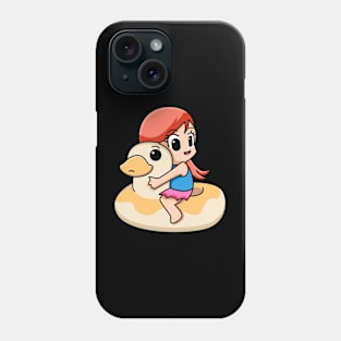 girl with swimming duck tires Phone Case