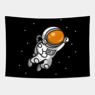 Cute Astronaut Flying In Space Cartoon Tapestry