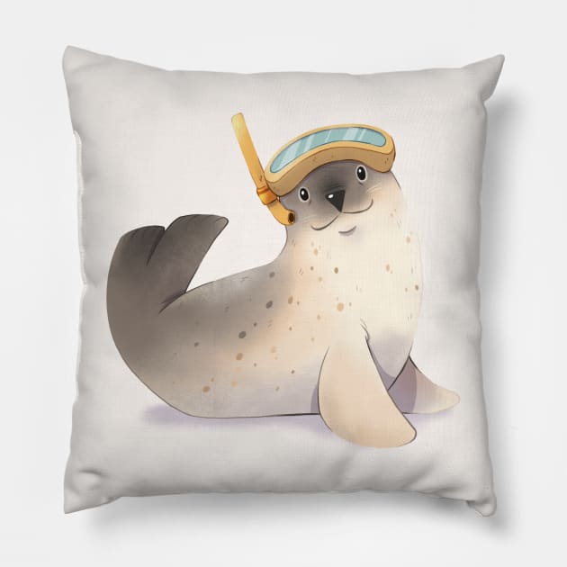 Snorkelling Seal Pillow by Melissa Jan