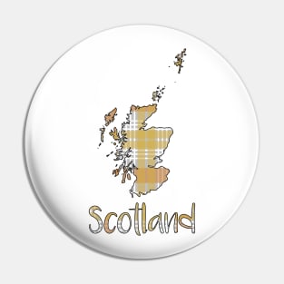 Scotland Metallic Tone Christmas Tartan Map Typography Design Pin