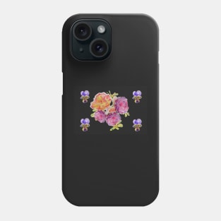 Shabby Chic Pink Rose on black floral Pattern Phone Case