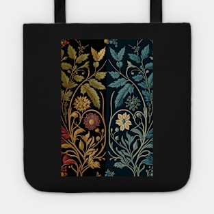 Symmetrical Two Tone Botanical Print Tote