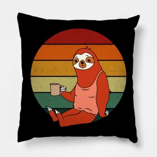 Sloth Coffee Retro Sunset Pillow