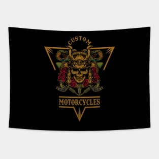 Samurai Skull Motorcycles Tapestry