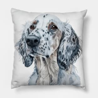 English Setter Portrait Watercolor Style Pillow