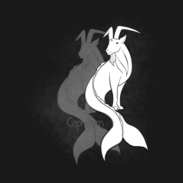 Zodiac sign Capricorn - Black and white lineart by Red Fody