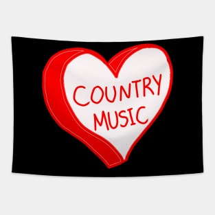 Country Music Red Love Heart Tapestry