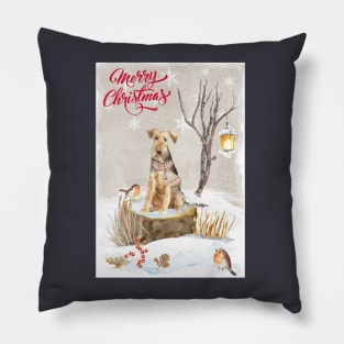 Welsh Terrier Merry Christmas Santa Dog Pillow