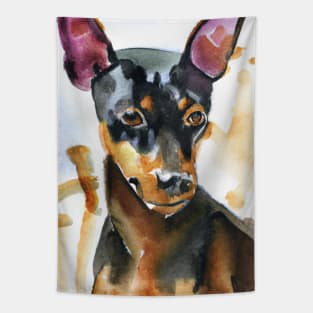 Miniature Pinscher Watercolor - Dog Lovers Tapestry