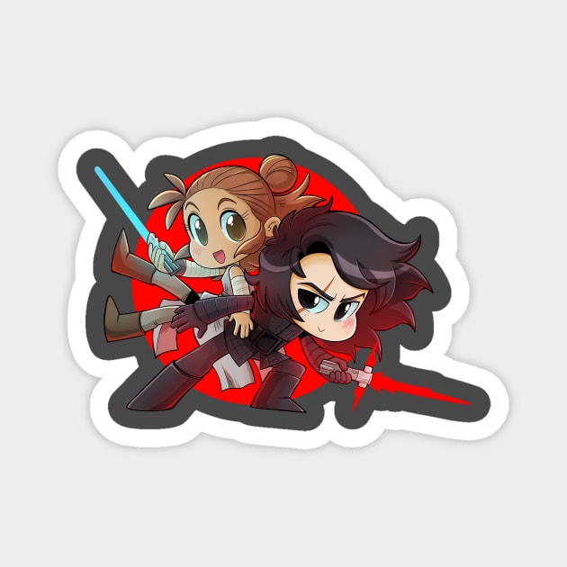 Space Sweethearts - Battle Balance - Chibi Cuties Magnet by kickgirl