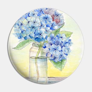 Blue Hydrangea, Still Life Pin