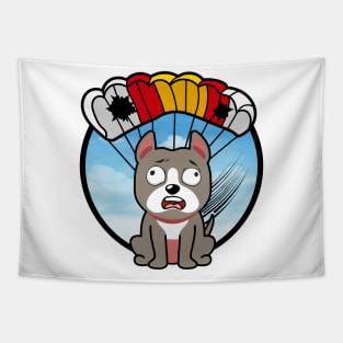 Silly grey dog has a broken parachute Tapestry