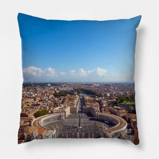 Copy of Rome, Italy. Famous Saint Peter's Square in Vatican and aerial view of the city. Pillow by JohnKruger