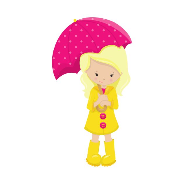 Girl In Raincoat, Girl With Umbrella, Blonde Hair by Jelena Dunčević