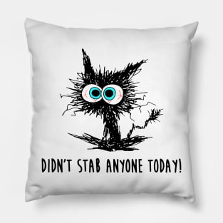 Black Cat Funny Didn't Stab Anyone Today Pillow