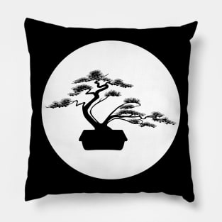 Bonsai tree in white circle Pillow