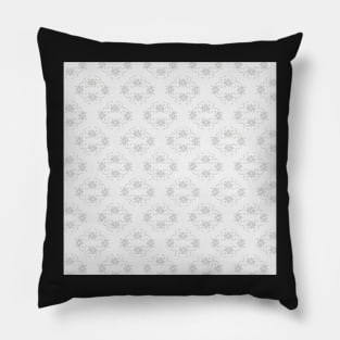 Silver Ornamental Flowers and Leafs Pillow