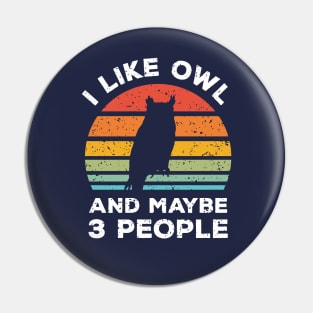 I Like Owl and Maybe 3 People, Retro Vintage Sunset with Style Old Grainy Grunge Texture Pin