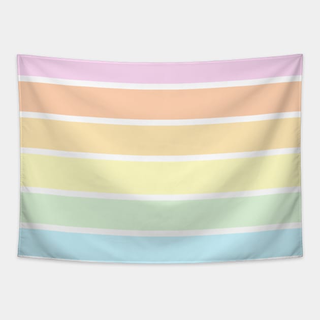 Pastel rainbow stripe - horizontal Tapestry by bettyretro