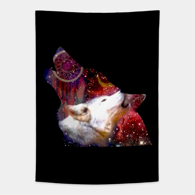 Howling Wolf Art Starry Fantasy Tapestry by Africa