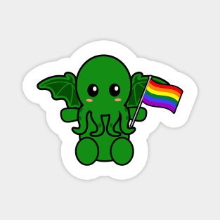 Cthulhu with an LGBTQ flag Magnet