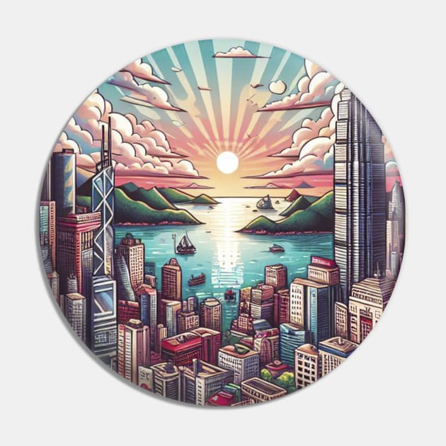 I Love Hong Kong Pin by BukovskyART