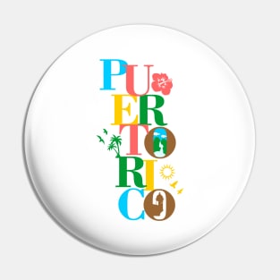 Puerto Rico Boricua Symbols Tropical Colors Pin