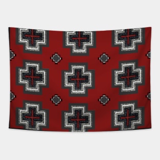 Simple Aztec Red Cross Tapestry