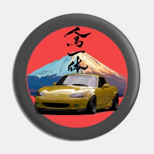 Yellow Mazda Miata/MX-5 - Mount Fuji Jinba Ittai Roadster Life Pin