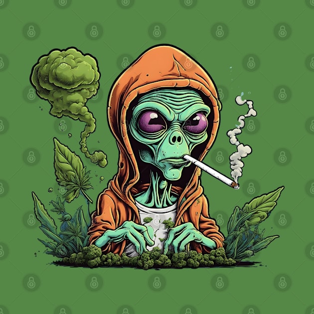 Alien Smoking Weed by Peter Awax