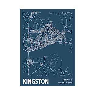 Kingston Blueprint Street Map, Kingston Colour Map Prints T-Shirt