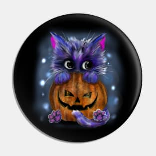 cat and pumpkin Pin