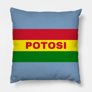 Potosi City in Bolivian Flag Colors Pillow