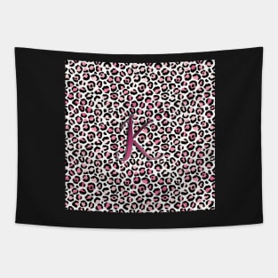 Letter K Monogram & Pink Leopard Print Tapestry