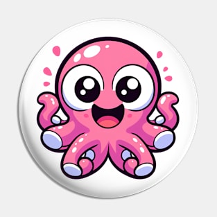 Pink funny octopus Pin