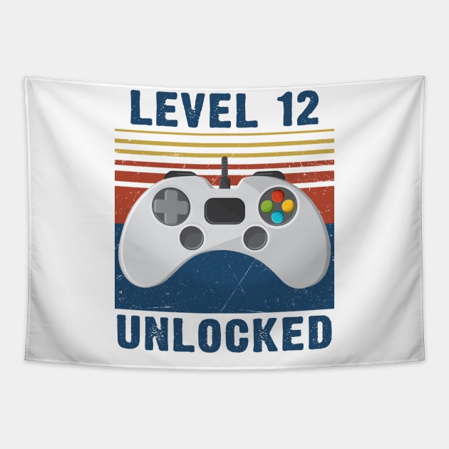 Level 12 unclocked funny gamer 12th birthday Tapestry by Sauconmua Conlaigi99