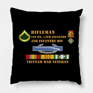 1st Bn 14th Inf - 4th ID - Rifleman - PFC - Vietnam Vet Pillow