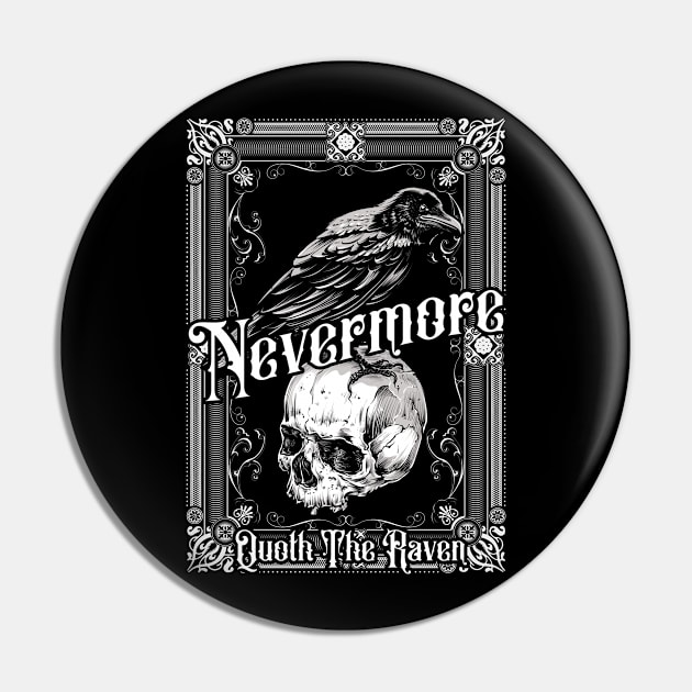 Edgar Allan Poe The Raven Nevermore Distressed Gift Pin by grendelfly73