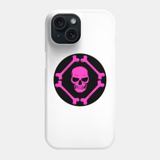 Skull and bones pattern hot pink & black Phone Case