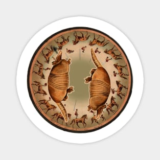 Armadillo standing over man and horse in vintage movement Magnet