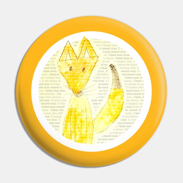 Naive Fox Drawing Pin by 20thCenturyBlock