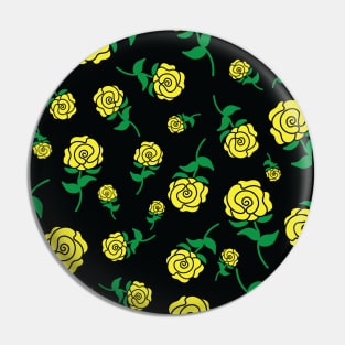 Yellow Rose Hand Drawn Roses Pattern Pin