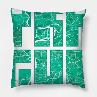 Prague, Czech Republic City Map Typography - Watercolor Pillow