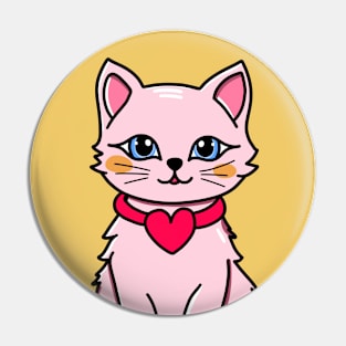 Kawaii Cat in Love Pin