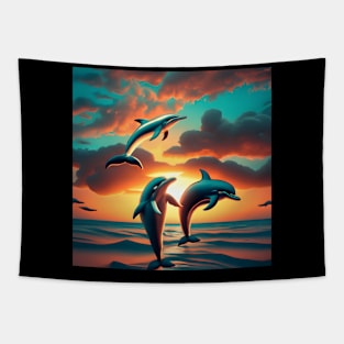Sunset Dolphins Tapestry